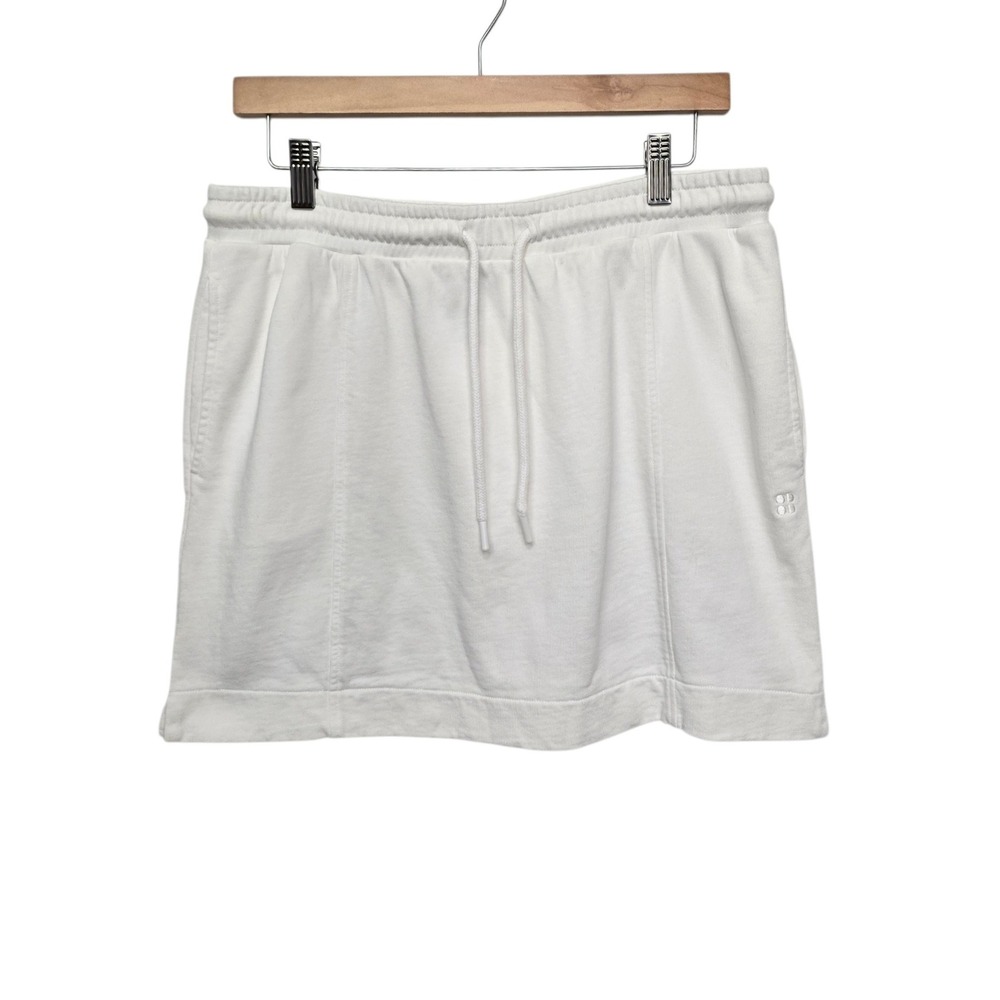 Sweaty Betty White‎ French Terry Drawstring Mini Skirt Cotton Modal Womens L 10